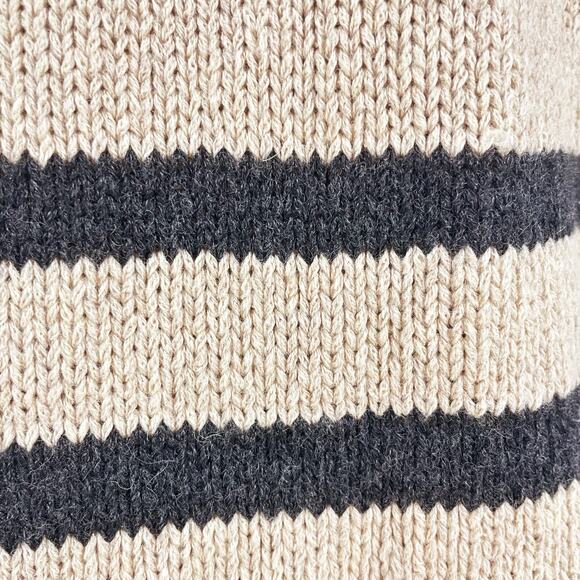 MARINE LAYER Claire Relaxed Sweater Polo in Neutral Stripe Merino Blend Size L - Picture 3 of 9